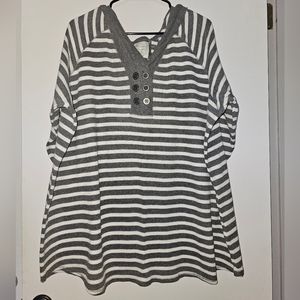 Women's Plus Size Avenue Sweater Striped Hoodie